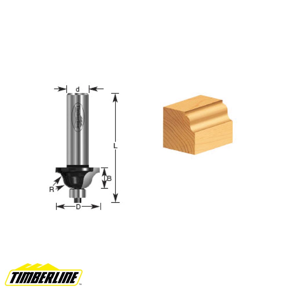 Punta Per Fresatrice A Doppio Roman Ogee 9/16" – Gambo 1/4" – Inserti In Carburo – Per Legno E MDF (MC01062KJ)